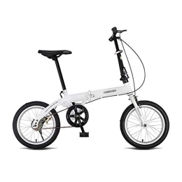 JHNEA Folding Bike JHNEA Single Speed Foldable Bicycle, with Comfort Saddle 16 Inch Folding Bike Low Step-Through Steel Frame Urban Riding and Commuting, White