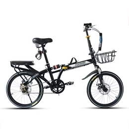 JHNEA Folding Bike JHNEA Single Speed Folding Bike, Low Step-Through Steel Frame Foldable Compact Bicycle with Rack Comfort Saddle and Fenders Urban Riding and Commuting, 16 Inch-Black