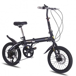 JHTD Folding Bike JHTD Outdoor Sports 16Inch 6Speed Folding Bike, Ultralight Aluminum Frame Alloy Gears Foldable Bicycle for Commuter Men and Women