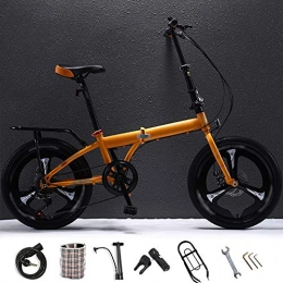 JI TA Folding Bike JI TA 20 Inches Lightweight Folding MTB Bike, Foldable City Commuter Bicycles, 6 Speed Mens Womens Mountain Bike, Double Disc Brake / Orange