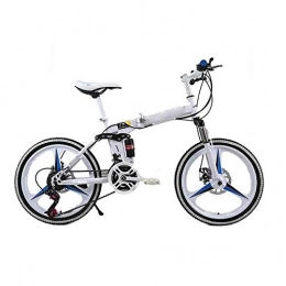 JiaLG Folding Bike JiaLG MTB folding bicycle disc adult male and female students bicycle shift bis (Color : White)