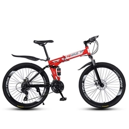 JIAODIE Foldable Mountain Bike 26 Inches, MTB Bicycle with 40 Cutter Wheel, Disc Brake Bicycle Folding Bike Fits Most Adult Teens Etc,Red