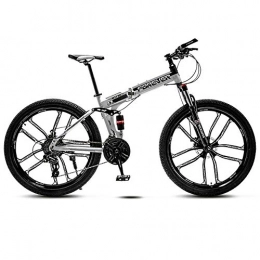 JIAOJIAO Folding Bike JIAOJIAO Adult Off-Road Mountain Folding Bicycles Men'S And Women'S Bicycles Variable Speed Double Shock Absorption Student Light Bike-10 Wheels Cutter White_24 Inch 24 Speed For Height 150-170Cm