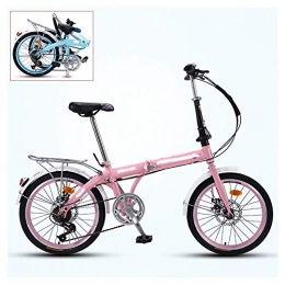 JIAWYJ Bike JIAWYJ YANGHAO-Adult mountain bike- Folding Adult Bicycle, 20-inch 7-speed Ultra-light Portable Bicycle, Adjustable Seat Handle, Double-disc Brake, 3-step Quick Folding YGZSDZXC-04 (Color : Pink)