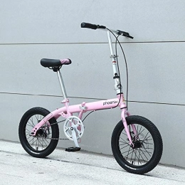 JIAYUAN 16-inch Girls Folding Bike Cycling Commuter Foldable Bicycle Student Bike Easy to Carry Lightweight High-Carbon Steel Frame