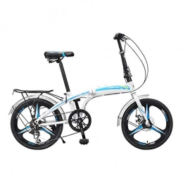 Jinan Folding Bike Jinan 20 Inch Folding Bike Bicycle 7 Speed Men And Women Students Adult Youth One Wheel Bicycle White Red / White Blue (Color : White Blue, Size : 20 Inch)