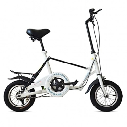 JINDAO Folding Bike JINDAO foldable bicycle Adult folding bicycle 12 inches with shelves, adjustable seat height, single speed, high speed ratio, non-slip, non-slip paint (Color : White)