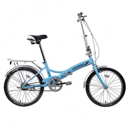 JINDAO Folding Bike JINDAO foldable bicycle Aluminum alloy folding bicycle 20 inches single speed, adjustable seat height, rack, rear brake, load 90kg (Color : Blue)