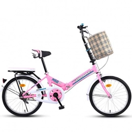 JINDAO Folding Bike JINDAO foldable bicycle Portable Folding Bicycle, 20 Inch Adult Outdoor Bike Student Suspension Mountain Bike Park Travel Bicycle Outdoor Leisure Bicycle (Color : Pink)