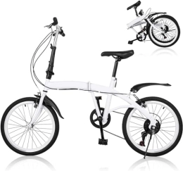 JINPRDAMZ  JINPRDAMZ 20 Inch Adult Folding Bike White Folding City Bike Bicycle 6 Speed Bike Height Adjustable White Bike Foldable Bike 20" Lightweight, Compact Portable Bicycle