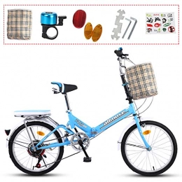 Jjwwhh Bike Jjwwhh 20 Inch Bicycle Women's Lightweight Adult City Student Commuter Car 20 Inch Single Speed Folding Carrier Bicycle Bike / bule