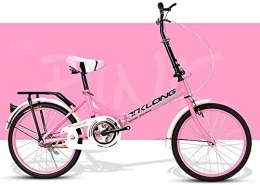 Jjwwhh Folding Bike Jjwwhh 20-Inch Folding Bicycle, Adult Student'S Bicycle Can Be Used By Working People To Work and Go Out To Play, Pink