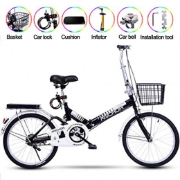 Jjwwhh Bike Jjwwhh 20 inch Folding Bike Gearbox, City Student Commuter Car, Shock Absorber Bicycle for Men and Women, Folding Bicycle with double disc brake, Adult bicycle / Black / Variable speed