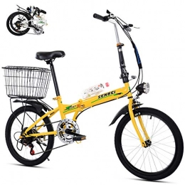 Jjwwhh Folding Bike Jjwwhh 20 Inch Folding Variable Speed Bicycle Female Male Adult Student Ultra Light Portable Folding Leisure Bicycle, Yellow