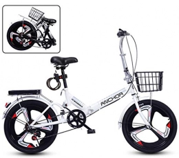 Jjwwhh Bike Jjwwhh 20-Inch Student Folding Mountain Bike for Men And Women, Folding Speed Bicycle Damping Bicycle, Road Bicycle Dual Disc Brake Bicycle / white / Variable speed