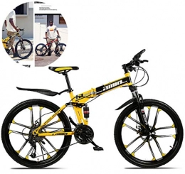 Jjwwhh Folding Bike Jjwwhh Foldable Men And Women Folding Bike, Mountain Bicycle, High Carbon Steel Frame, Road Bicycle Racing, Wheeled Road Bicycle Double Disc Brake Bicycles / Yellow