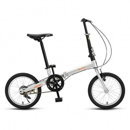 JKCKHA Adult Folding Bike, Ultra Light Folding Bicycle,16-Inch Wheels, Fashion Lightweight Bicycle,Multiple Colors,Silver