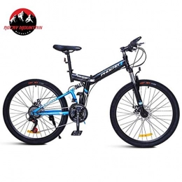 JLFSDB Bike JLFSDB Mountain Bike, 24 / 26 Inch Foldable Bicycles 24 Speeds MTB Lightweight Carbon Steel Frame Disc Brake Front Suspension (Color : Blue, Size : 24'')