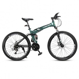 JLFSDB Bike JLFSDB Mountain Bike, 26 Inch Carbon Steel Frame Bicycles, Dual Suspension And Dual Disc Brake, Spoke Wheels, 24 Speed (Color : Green)