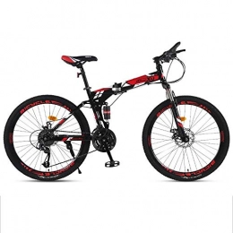 JLFSDB Bike JLFSDB Mountain Bike, 26 Inch Foldable Hard-tail Mountain Bicycles, Carbon Steel Frame, Dual Suspension Dual Disc Brake (Color : Red, Size : 24-speed)