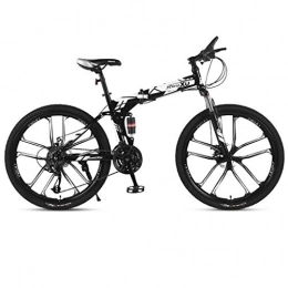 JLFSDB Bike JLFSDB Mountain Bike, 26 Inch Folding Mountain Bicycles, Dual Suspension Dual Disc Brake, 21 / 24 / 27 Speeds (Color : Black, Size : 21-speed)