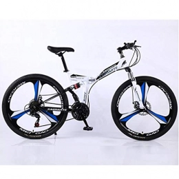 JLFSDB Bike JLFSDB Mountain Bike, 26 Inch Women / Men MTB Foldable Bicycles Lightweight Carbon Steel Frame 21 / 24 / 27 Speeds Full Suspension (Color : White, Size : 24speed)