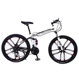 JLFSDB Bike JLFSDB Mountain Bike 26Women / Men Mountain Bicycle 21 / 24 / 27 Speeds Foldable Carbon Steel Frame Full Suspension Integral Wheel (Color : White, Size : 21speed)