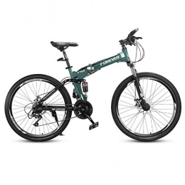 JLFSDB Bike JLFSDB Mountain Bike, Foldable Hardtail Bicycles, Full Suspension And Dual Disc Brake, 26 Inch Wheels, 24 Speed (Color : Green)