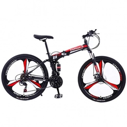 JLFSDB Bike JLFSDB Mountain Bike Foldable Women / Men 26Mountain Bicycle 21 / 24 / 27 Speeds Carbon Steel Frame Full Suspension Disc Brake (Color : Red, Size : 21speed)