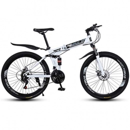 JLFSDB Bike JLFSDB Mountain Bike, Full Suspension Foldable MTB Bicycles, Dual Suspension And Dual Disc Brake, 26inch Spoke Wheels (Color : White, Size : 24-speed)