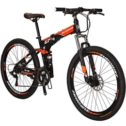 EUROBIKE  JMC Folding Mountain Bike G7 27.5Inch 21 Speed Dual Disc Brake Adult Folding Bike for Men / Women (Orange)