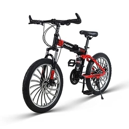 Jrechio Folding Bike Jrechio Folding Bicycle 20-inch Student Variable Speed Cross-country Mountain Bike with Double Shock Absorption for Home Office Trunk (Color : Black) sunyangde