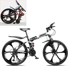 JSBVM Folding Mountain Bike 21 Speeds Mountain Bicycle with High-Carbon Steel Frame Fork & Hydraulic Shock Absorption Double Disc Brake Road Bike for Men, Women,White