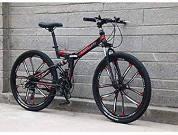 Jsmhh Bike Jsmhh Folding Bike Bicycle Mountain Bikes For Men Women, High Carbon Steel Frame, Full Suspension Soft Tail, Double Disc Brake, Anti-Skid Tire 5-25 (Color : D, Size : 26 inch 24 speed)