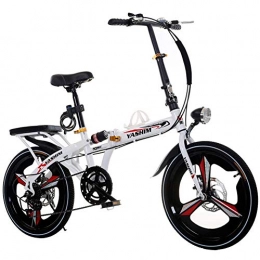 JTYX Bike JTYX Folding Bicycle 3 Cutter Wheels Variable Speed Student Bike Men Women Adult Work Lightweight Portable Mini Folding Bikes with Bicycle Headlights, 16 Inches / 20 Inches