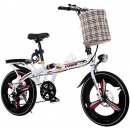 JTYX Bike JTYX Folding Bicycle Variable Speed Student Bike Men and Women Adult Work Lightweight Portable Mini Folding Bikes with Bicycle Headlights, 16 Inches / 20 Inches
