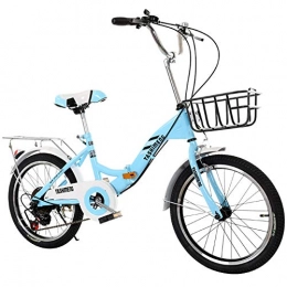 JTYX Bike JTYX Folding Bicycles Children Students Mini Portable Women Work Bike Shifting Folding Bikes with Taillights Basket Luggage Rack Adjustable Seats, 20 Inches / 22 Inches
