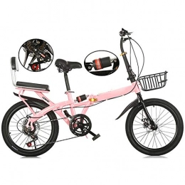 JTYX Folding Bike JTYX Free Installation Folding Bicycle for Women Adult Mini Portable Work Folding Bike for Student Kids Men Variable Speed Road Bike with Basket and Frame, 16Inches / 20 Inches