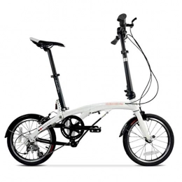 Jue Folding Bike Jue Folding Bikes Aluminum Alloy Shift Men's And Women's Bicycle 16-inch Wheel Variable Speed Freestyle (Color : White, Size : 16 inch)