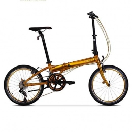 Jue Folding Bike Jue Folding Bikes Bicycle Folding Bicycle Unisex 20 Inch Wheel Ultra Light Portable Adult Bicycle (Color : Gold, Size : 150 * 32 * 107cm)