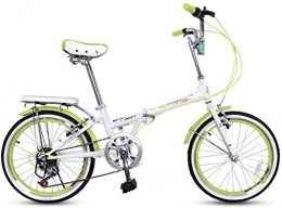 Jue Bike Jue Folding Bikes Folding Bicycle Adult Men And Women Ultra Light Mountain Bike Portable Small Bicycle 20 Inch Speed 7 Speed High Carbon Steel (Color : Green, Size : 20inches)