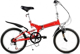 Jue Folding Bike Jue Folding Bikes Folding Bicycle Folding Mountain Bike Double Shock-absorbing Bicycle Male And Female Students Folding Bicycle 20 Inch, 6-speed (Color : Red, Size : 20inches)