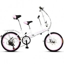 Jue Folding Bike Jue Folding Bikes Folding Bicycle Parent-child Bicycle Mother Car 20-inch Variable Speed Child Car Disc Brake Mother With Child Bicycle (Color : White+pink, Size : 20inches)