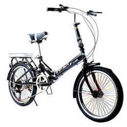 Jue Folding Bike Jue Folding Bikes Folding Bicycle Unisex-adult Bicycle 6-speed 20-inch Wheel Set Variable Speed Bicycle Shock Absorber Bicycle (Color : Black, Size : 155 * 111 * 25cm)