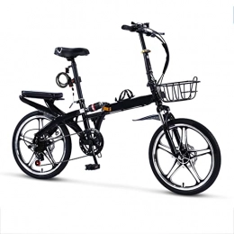 JustSports1 Bike JustSports1 Folding Bikes Bicycle City Tandem Folding Bicycle 16 Inch High Carbon Steel Frame Bicycle 7 Speed Dual Disc Brakes Full Suspension Bicycle for Unisex's Adult