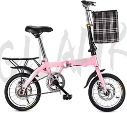JWCN Bike JWCN 14 Inch 16 Inch 20 Inch Folding Bicycle Student Bicycle Single Speed Disc Brake Adult Compact Foldable Bike Gears Folding System Traffic Light fully assembled-20 inch_Pink Uptodate