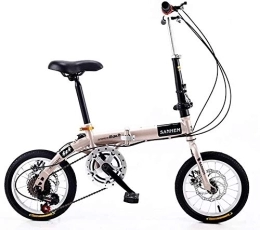 JWCN Folding Bike JWCN 14 Inch Foldable Mini Ultralight Portable Adult Children Students Men And Women Small Wheel Variable Speed Double Disc Brake Bicycle-White Uptodate
