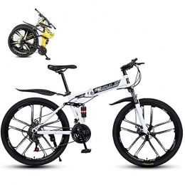 JXINGY Folding Bike JXINGY Mountain Bikes Bicycles Dual Disc Brakes Adjustable Seat High Carbon Steel Folding Outroad Bicycles Full Suspension MTB