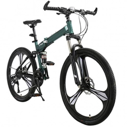 JXJ Bike JXJ 26 Inch Mountain Bike for Adult Students, 24 / 27 Speed High Carbon Steel Full Suspension Frame Folding Bicycles with Dual Disc Brake