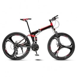JXJ Mountain Bike 24 Inch 3 Spoke Folding High Carbon Steel Full Suspension Frame Bicycles with 21/24 Speed, Outdoor Racing Cycling for Men/women